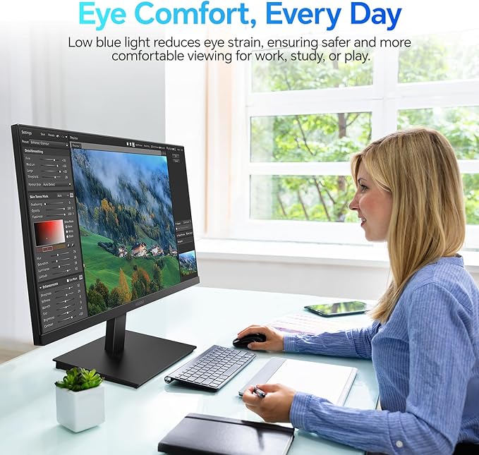 KOORUI 27 Inch QHD (2560x1440) IPS HDR Ultra-Thin Computer Gaming Monitor 120Hz Refresh Rate DCI-P3 95% FreeSync &amp G-Sync 1ms MPRT VESA 100x100mm Tilt Adjustable for Game and Work E2721H