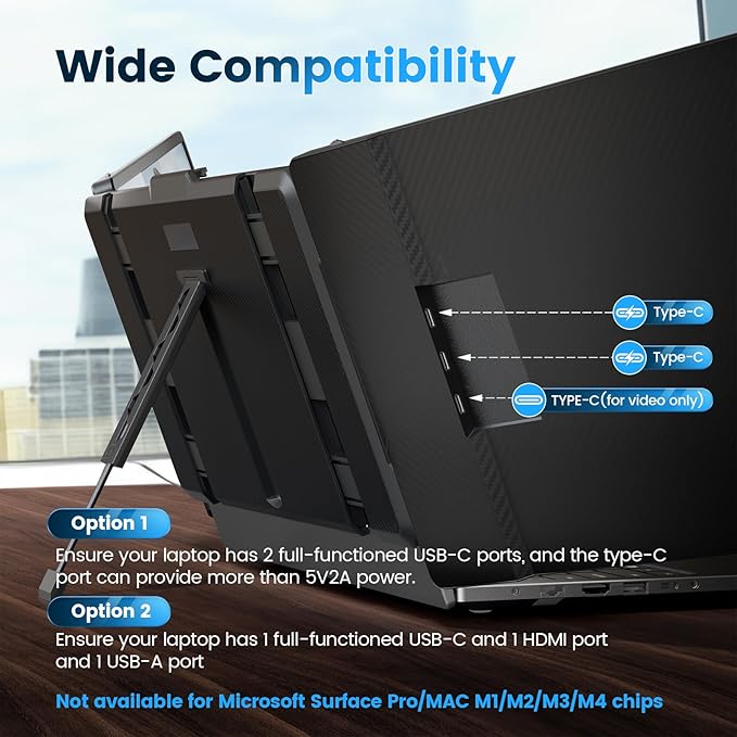 domyfan 14 Laptop Screen Extender FHD 1080P IPS Triple Portable Monitor for Laptop HDMI/USB-A/Type-C for Windows Mac Android Chrome Switch &amp PS5 Work with 13.3”-17” Laptops