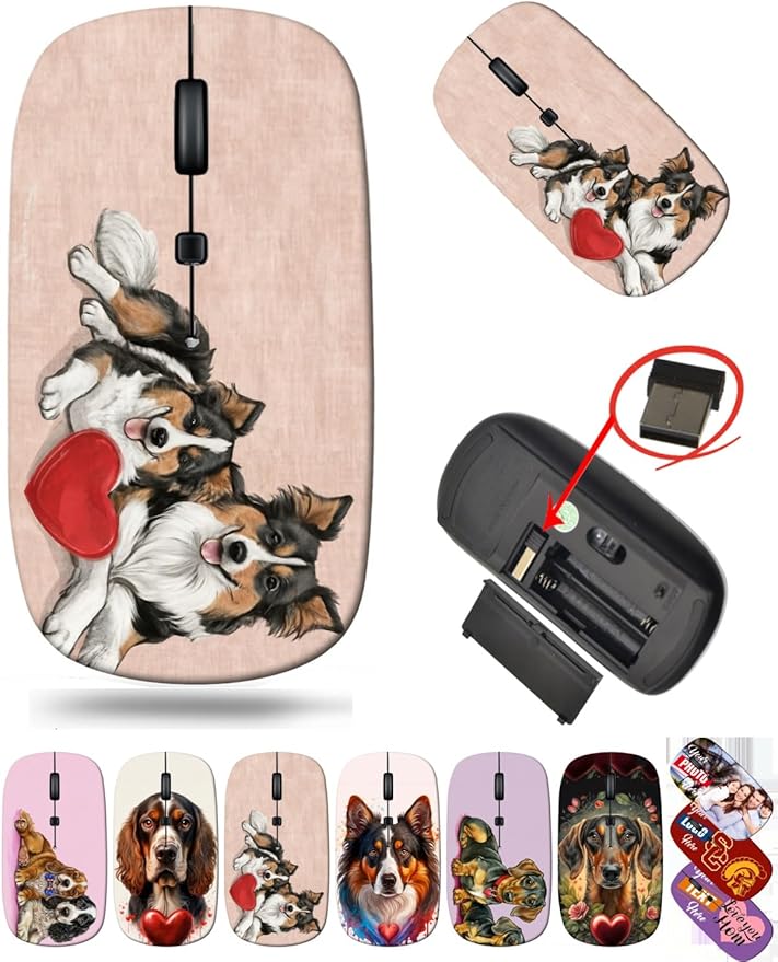 maizi Wireless Mouse Laptop for Mac Computer Personal Laptop Wireless Mice Collies 2.4G USB Receiver Lightweight Printed in USA