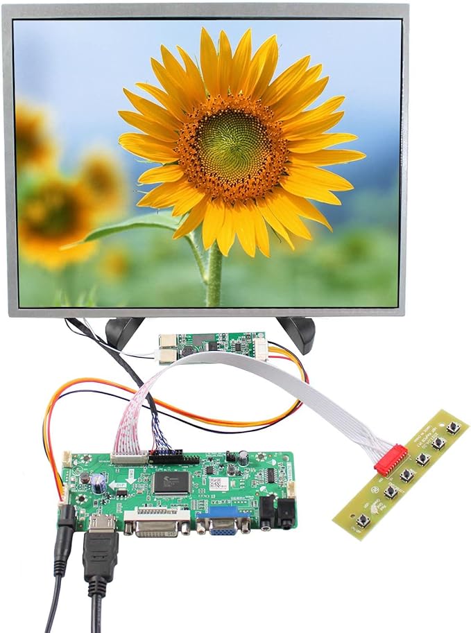 VSDISPLAY 12.1 12.1 Inch 1024X768 Wide Viewing LCD Screen VS121T-001A with DVI VGA Audio LCD Controller Board 68676
