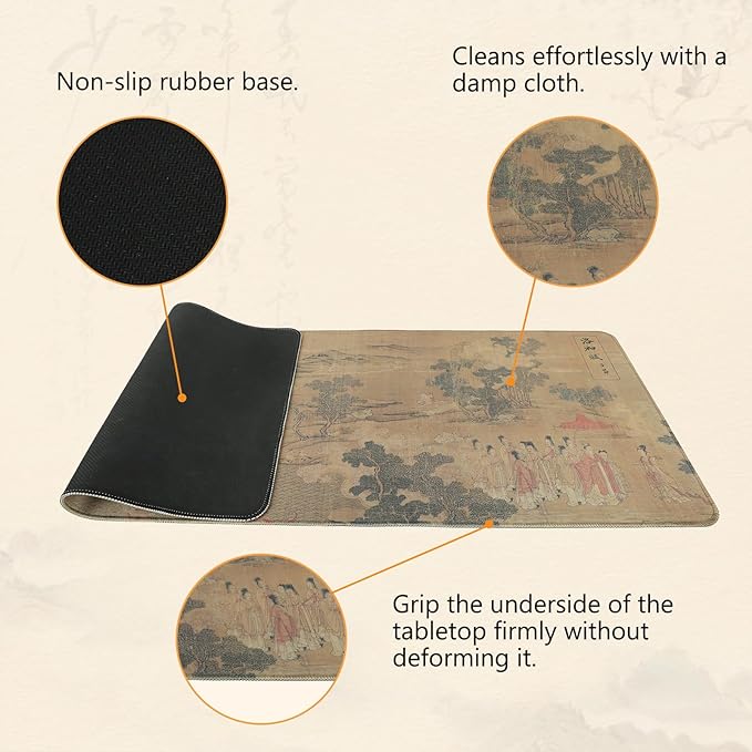 Chinese Style Famous Art Mouse Pad 31.5x12 Inches Non-Slip Rubber Base Waterproof Desk Mat for Office &amp Gaming (Extended XX-Large Ode to The Luo River Goddess (Chinese Myth Painting))