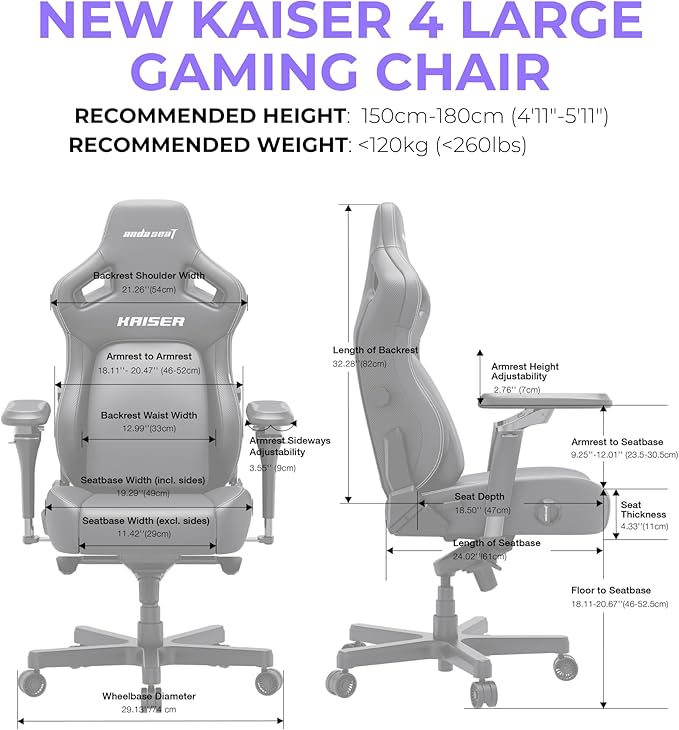 Anda Seat Kaiser 4 Large Gaming Chair for Adults - Ergonomic Orange PVC Leather Gaming Seat with 6D Armrest Comfortable Office Chair with Lumbar Support Heavy Duty Wide Computer Seat