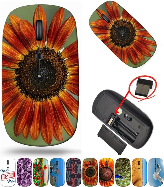 maizi Mouse Wireless for Mac Computer Personal Laptop Mice Wireless Image ID: 33034016 Sunflower Travel Mouse 2.4G USB Receiver Printed in USA