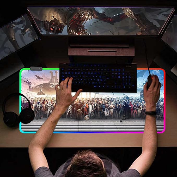 XXL Large Gaming RGB Mouse Pad The Chosen One Custom Desk PadMousepad with Anti-Slip Rubber BaseStitched Frame Mouse MatPortable Desk Mat for Computer Keyboard Mice Laptop &amp PC31.5X15.7 Inch