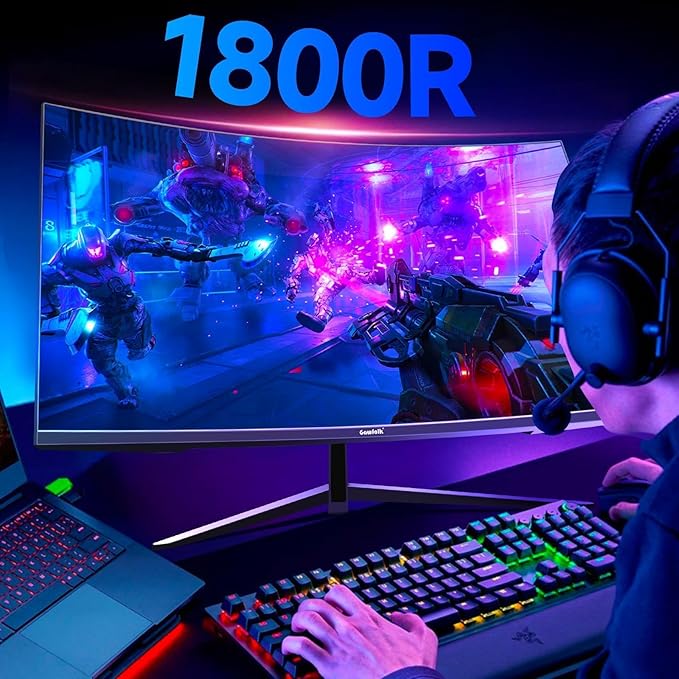 Gawfolk Curved 32 inch Gaming Monitor 240Hz PC Screen Full HD 1080P Frameless 1800R Curved Computer ScreenFreeSync178° Viewing AngleDisplay Port、HDMI 2.0Wall Mount Compatible 100x100MM-Black