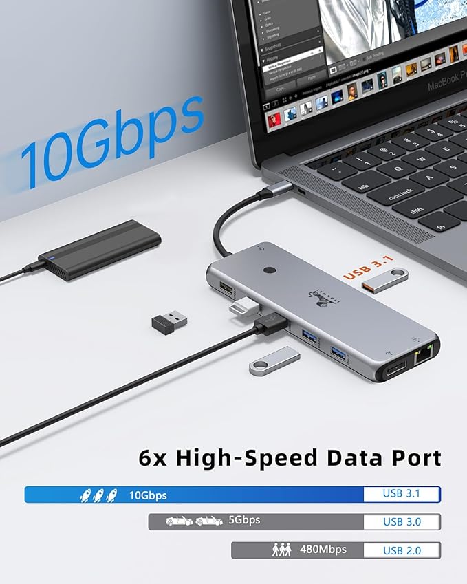 13 in 1 USB C Docking Station - Dual Monitor Triple Display 8 USB C/A Ports Ethernet Audio - LIONWEI USB C Hub for MacBookDellHPLenovoSurface