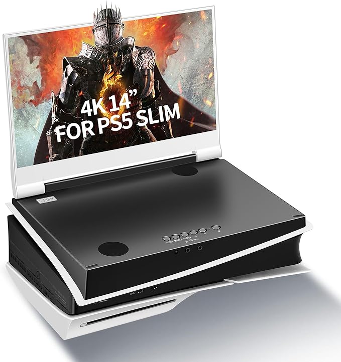 G-STORY 14 Inch IPS 4k 60Hz Portable Monitor Gaming Display Integrated with PS5 Slim(not Included) 3840×2160 with 2 HDMI PortsFreeSyncBuilt-in 2 of Multimedia Stereo Speaker