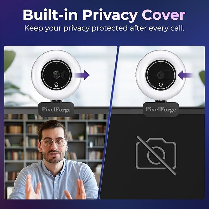 4K Webcam for PC with Microphone &amp Light &amp Privacy Cover Web Camera for Desktop Computer/Laptop/Monitor/Mac 4K UHD Sony Sensor PDAF Auto Focus Dual AI Noise-Cancelling Mics USB Camera