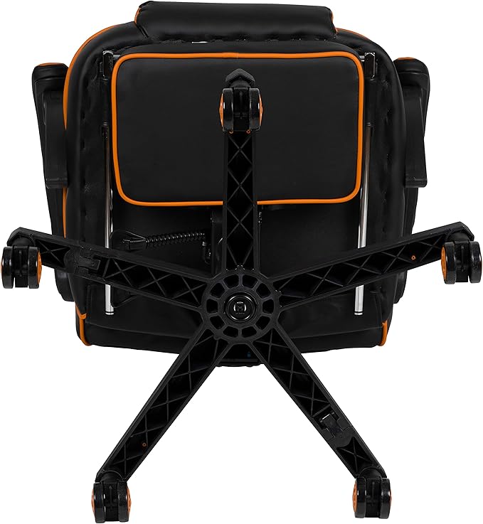 Flash Furniture X40 Gaming Chair Racing Ergonomic Computer Chair with Fully Reclining Back/Arms Slide-Out Footrest Massaging Lumbar - Black/Orange
