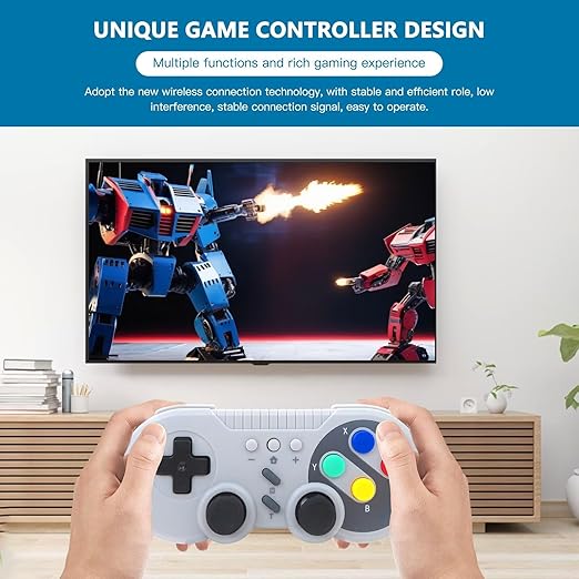 Homesweet Classic Design Wireless Gamepad for Switch Console and for Windows Retro Inspired with Motion Controls Vibration Feedback Turbo Wakeup - Gray