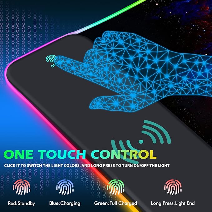 ToLuLu RGB Wireless Charging Gaming Mouse Pad 7.5/10/15W 10 Light Modes LED Mouse Pad Computer Keyboard Mat Mousepad 800x300x4MM Extended Large Desk Pad Desk Mat for Gamer Red Blue Galaxy