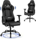 BLKMTY Gaming Chair Office Chairs High Back Computer Leather Desk Chair Racing Executive Ergonomic Adjustable Swivel Task Chairs with Headrest and Lumbar Support Black