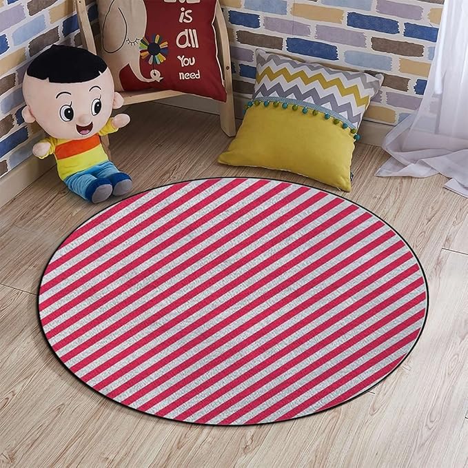 Harbour Stripe Gaming Chair Mat Office Chair Mat for Carpet and Hardwood Floor Round Rug Floor Protector for Rolling Chair Bicolor Stripes Medieval ContrastMulticolor Diameter 43.3 in
