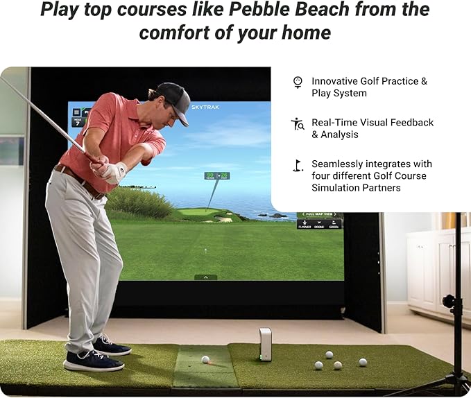 SKYTRAK Golf Launch Monitor | Photometric Technology for Ball Speed Carry &amp Total Distance Spin Rates Launch &amp Shot Shape Data | Golf Simulator &amp Practice