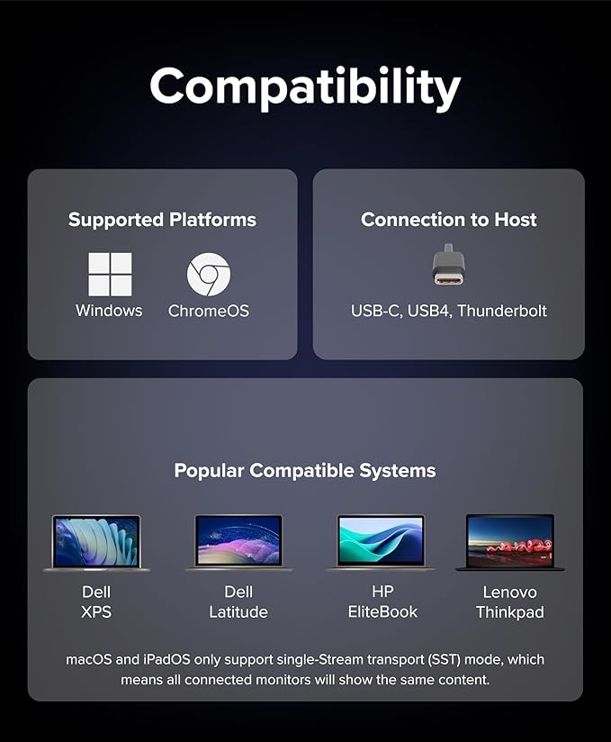 Plugable USB C to HDMI Multi Monitor Adapter | Triple 4K60 Displays | Driverless MST Hub for Windows Chrome OS USB-C Thunderbolt USB4 Laptops | Multi HDMI Ports HDR &amp HDCP Compliant (USBC-MST