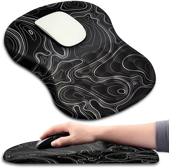 Ergonomic Mouse Pad with Massage Dot Comfortable Computer Mouse Pad for Laptop Wrist Rest Pain Relief Non-Slip PU Base Black 12 x 8 in