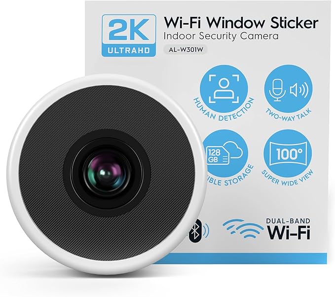 Amcrest Link 3MP 2K Window Camera 2.4GHz&amp5GHz WiFi Indoor Camera AI Human &amp Motion Detection Wide Angle 100° FOV Night Vision 2-Way Audio Wired Power Supports MicroSD Upto 128GB
