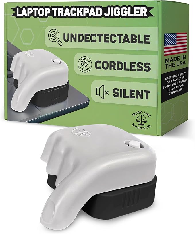 Work-Life Balance Randomized Mouse Trackpad Jiggler - Undetectable Mechanical Moving Device for Laptop Cordless Device Automatic Shaker to Keep Screen Active for WFH Remote Work Essential - Gray