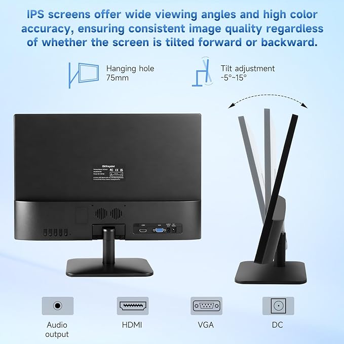 OkVrxyztnl19.5 HD 1440x900 PC Monitor 75Hz Refresh Rate 5ms Built-in Speaker HDMI x1 VGAx1 Mounting Suitable for laptops Office Computers and desktops