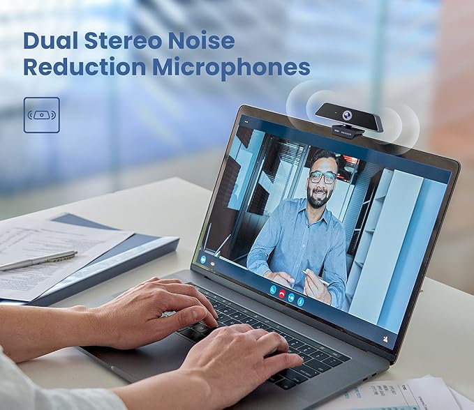 Enther &amp MAXHUB Webcam 4k Webcam with Microphone for Computer with Noise-Canceling Mic Fast Auto Focus and Full HD Auto Light Correction Works with Microsoft Teams Zoom Skype Stream