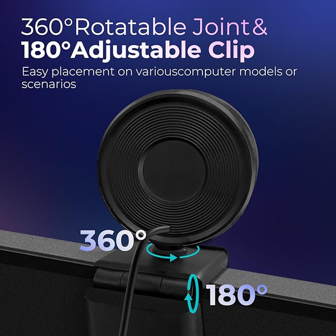 4K Webcam for PC with Microphone &amp Light &amp Privacy Cover Web Camera for Desktop Computer/Laptop/Monitor/Mac USB Streaming Camera for Zoom/Skype/Teams/Video Calling/Studying and Conference