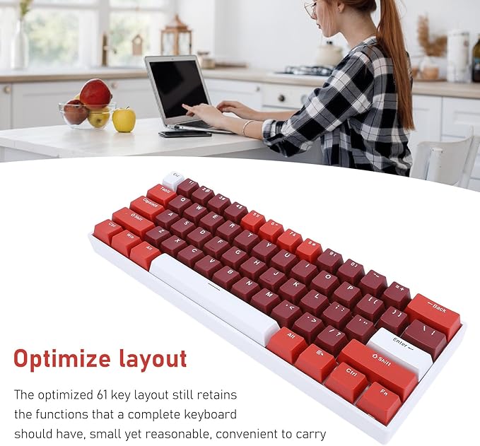 ciciglow Gaming Keyboard 2.4G / BT3.0 5.0/Type C Wired Mechanical Keyboard RGB Backlit 61 Keys Blue Switch Computer Keyboard for for for Android for iOS
