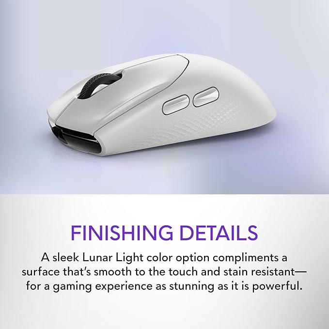Alienware AW720M Tri-Mode Wireless Gaming Mouse - 2.4GHz Wireless Bluetooth 5.1 26000 DPI 8-Fully Programmable Buttons Magnetic Snap Charging Adapter USB-A to USB-C Cable - Lunar Light