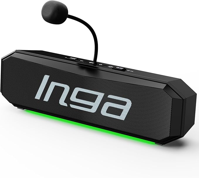 INGA Computer Speakers with Detachable Mic Plug-and-Play USB Soundbar with Dynamic Lighting Game/Music Modes Compatible with PC Laptop PS5 Mac