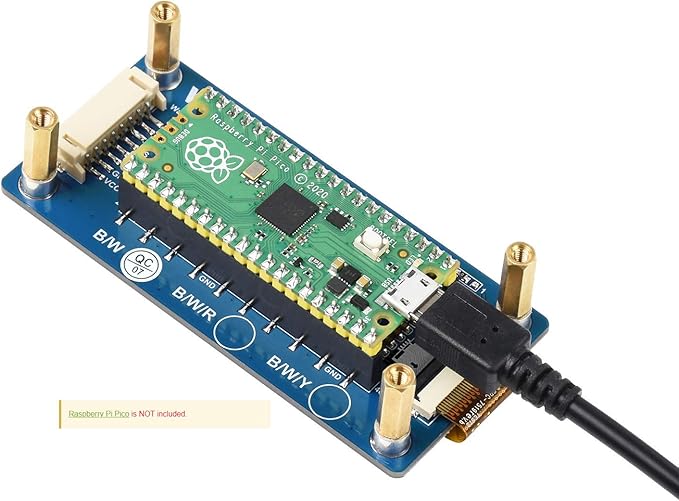 waveshare 2.9inch E-Ink Display HAT 296×128 Pixels Black White Two Color E-Paper Module epaper Screen for Raspberry Pi Pico Microcontroller BoardSPI InterfaceSupport Partial Refresh