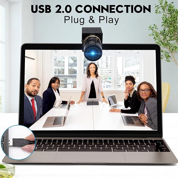 1080P USB Webcam 2MP HD Web Camera Low Illumination 0.01Lux USB2.0 Camera H.264 High Definition IMX322 Webcam with 2.8-12mm Varifocal Lens