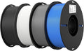 Creality 4 Pack PLA 1.75mm Filament Bundle for 3D Printing with No-Tangling Strong Bonding and Overhang Performance Accuracy +/- 0.02mm (BlackWhiteGreyBlue)