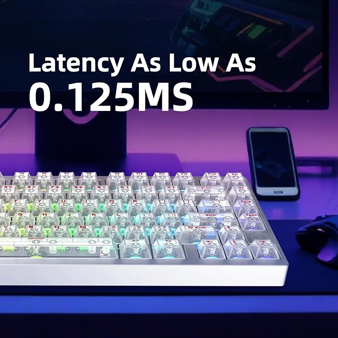 MG75MAX 81 Keys Wired Magnetic Switch Keyboard 256KHZ Single Key Scan Rate PCB Nano-Coating Waterproof Hall Effect 8KHZ/ARGB/CNC Aluminum Gaming Keyboard(Silver)