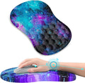 AIMSA Upgraded Wrist Rest Support Mouse Pad Ergonomic Mousepad Massage Memory Foam Design Pain Relief Comfortable Wrist Cushion Mat Non-Slip PU Base for Home Office Galaxy Nebula Universe