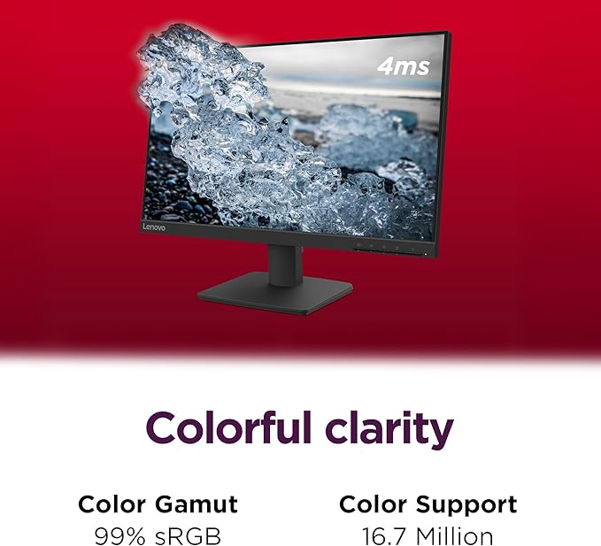 Lenovo L22-4e - Office Monitor - 21.5 FHD IPS Display - 100Hz Refresh Rate - 4 ms MPRT - 99% sRGB - Raven Black - Tilt Stand