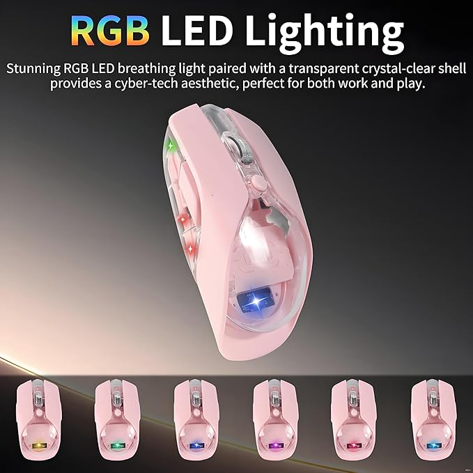 Wireless Mouse-3 Modes: 2.4G Bluetooth &amp USB-C Wired Silent RGB Type-C RechargeableBattery Display Magnetic Shell Ideal for Gaming &amp Office Use Compatible with Laptops &amp MacBooks (