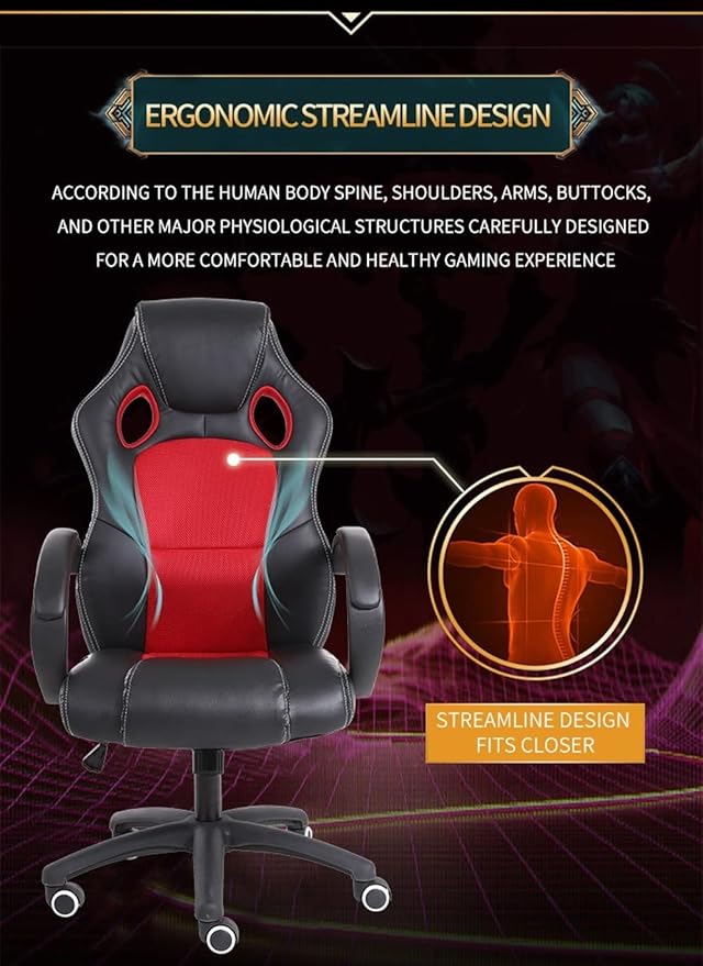 Breathable Gaming Chairs Racing Style Computer ReclinerAdjustable Height Tilt PU Leather Game Chair Office Chair