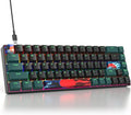 surmen 65% Mechanical Gaming Keyboard with Linear Red Switch Wired Mini Compact Keyboard 60 Percent Backlit for Laptop Desktop PC Gamers（68 Sound Wave B-Rainbow）