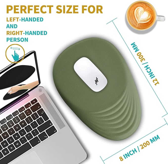 Hokafenle Ergonomic Mouse Pad Wrist Support with Stepped-Wedge Design Wrist Rest Pain Relief Mousepad Filled with Memory Foam Carpal Tunnel Mousepad for Wireless Mouse(12x8 inch Dark Green)