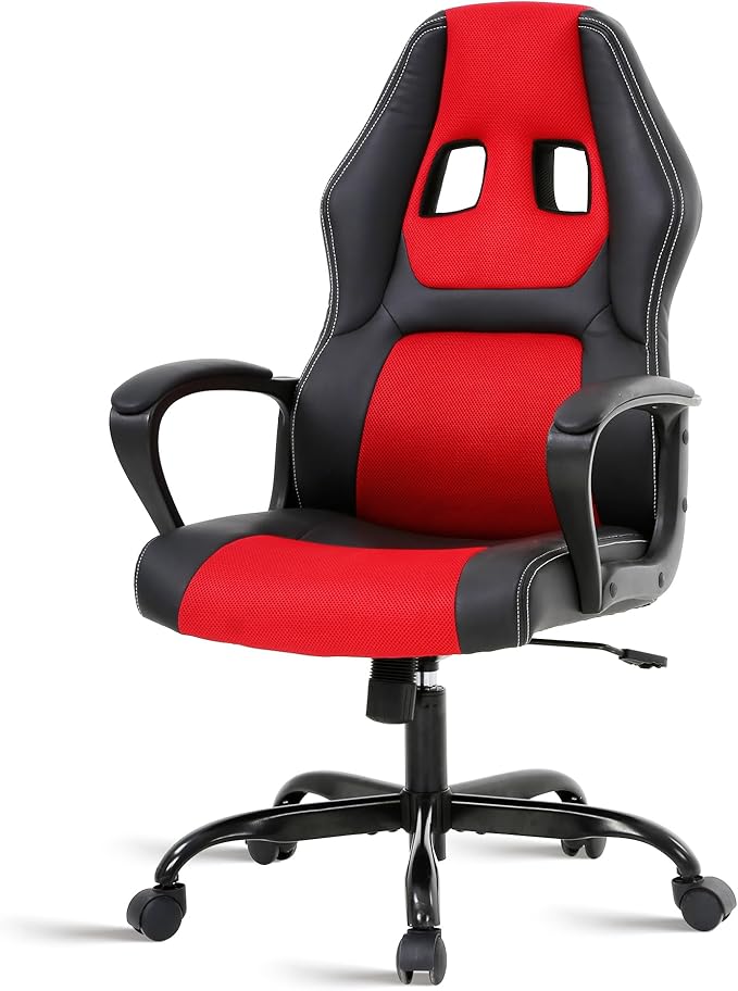 MKDLUFEI Video Game ChairErgonomic Office Chair Desk Chair and Lumbar Support PU Leather Recliner with HeadrestHeight Adjustable Computer Chair for Adults