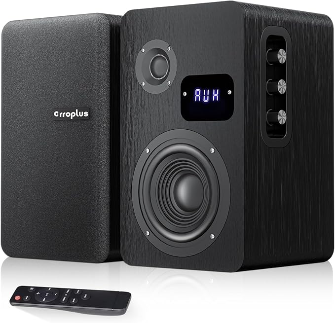 Powered Bookshelf Speakers Vinyl Record Player Speakers with 4 Inch Woofer Active Turntable Speakers Wired Optical/ARC/RCA/AUX/BT Input HiFi Stereo Speakers for TV PC CD Player