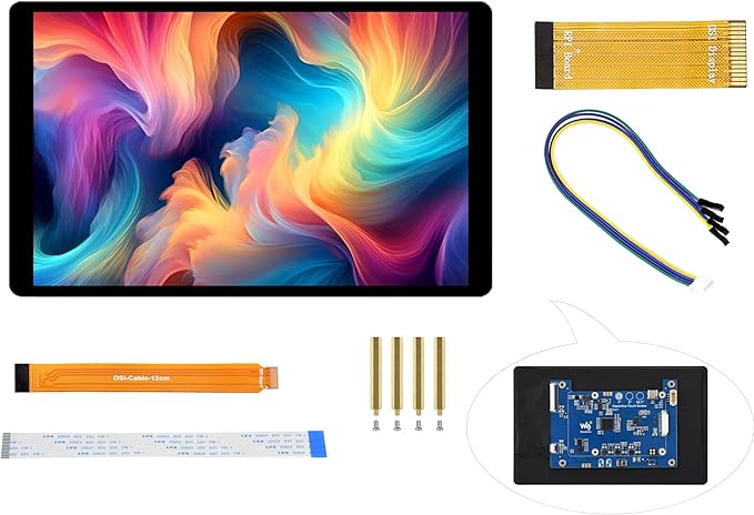 7inch DSI LCD Compatible with Raspberry Pi 5/4B/CM4/3B+/3A+/3B/Compute Module 5/CM5/CM4/CM3+/CM3 1280 x 800 Capacitive Touch Screen IPS Display Optical Bonding Toughened Glass Panel 10-Point Touch
