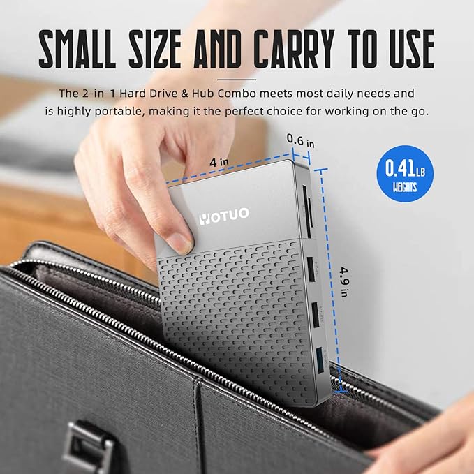 Docking Station External Hard Drive Storage USB-C Hub + HDD 7-in-1 USB 3.0 SD/TF Card HDD for Windows Mac Android TV Phone Laptop Desktop PC (Silver 1TB+Docking Station)