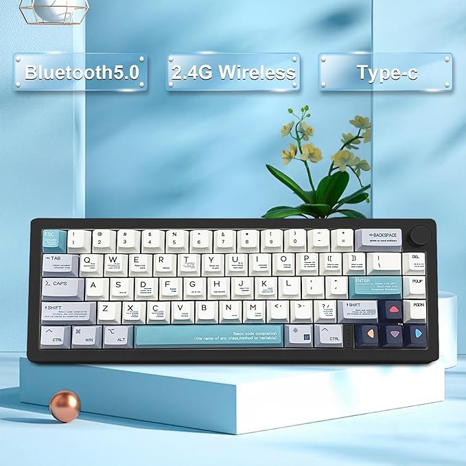 FKZ GMK67 Keyboard Kit65% Hot-Swappable BT5.0/2.4G/USB-C Tri-Mode Wireless Mechanical Keyboard PCB Mounting Plate Kit EVA Sound Insulation MatCustomized RGB Gaming DIY Kit