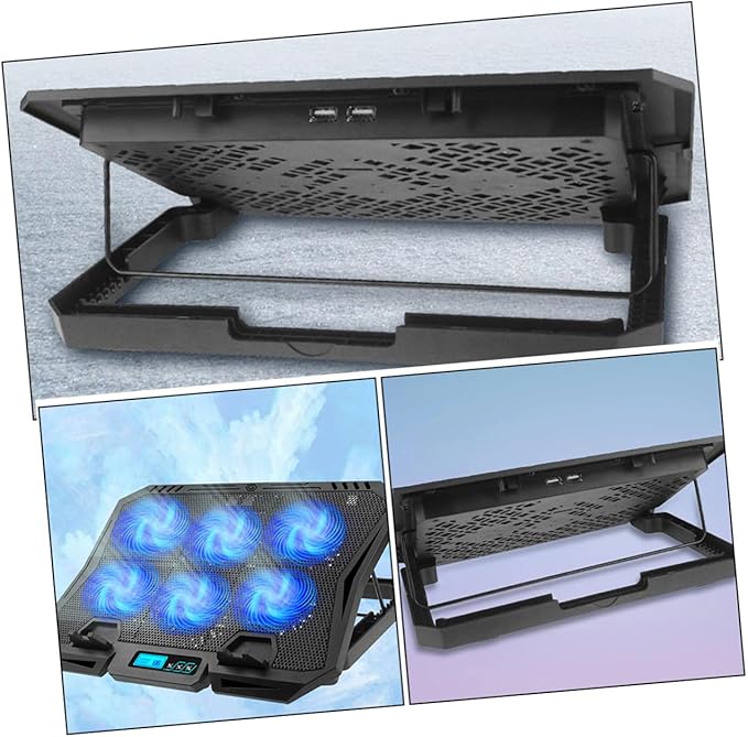 Kisangel Laptop Cooling Pad and Stand 15.6-inch with Adjustable Fan Speed Quiet USB Laptop Cooler for PC Notebook Blue LED Light Cooling Base for Home and Office Use
