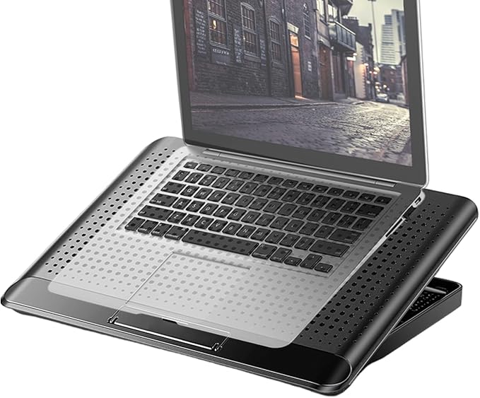 Laptop Cooling Stand - Adjustable Quiet Cooler Riser | Aluminum Alloy Quiet Computer Laptop Cooling Fan | for Desk Keyboard Tablet Book Home Workplace Dorm Apartment