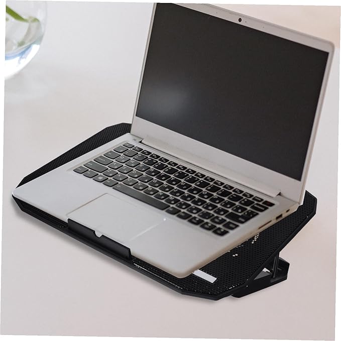 Foldable Height Laptop Stand with USB Powered Cooling Fan Mesh Ventilation Base for Notebooks Quiet Radiator Exhaust Fan for Gaming Work and Home Use