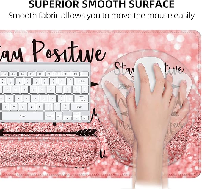 LATEEFAH Mouse Pad with Wrist Rest Large Mouse Pad Ergonomic Gaming Desk Pad Keyboard Wrist Rest Set 4-in-1 Desk Mat Keyboard Mat for Home Office