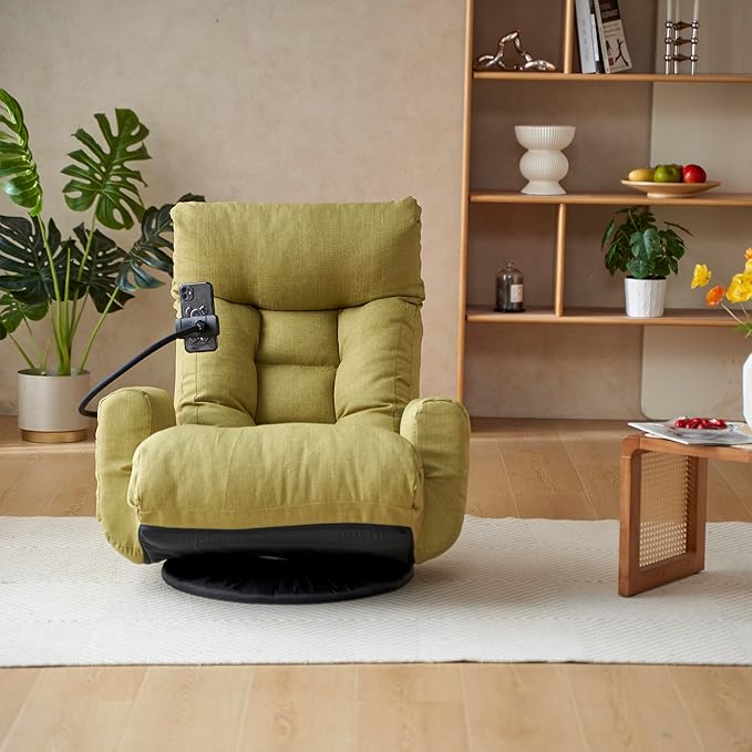 360° Swivel Sofa ChairGaming ChairLiving Room Lounge Chair5-Position Adjustable Head and LumbarSwivel Seat Indoor Coffee Chair (Green)