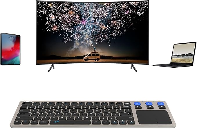 Arteck Universal 2.4G Wireless and Bluetooth Touch TV Keyboard Multi-Device with Easy Media Control and Build-in Touchpad Keyboard for Smart TV TV Box TV-Connected Computer Mac HTPC