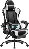 Homall Gaming Chair Video Game Chair with Footrest and Massage Lumbar Support Ergonomic Computer Chair Height Adjustable with Swivel Seat and Headrest (White)